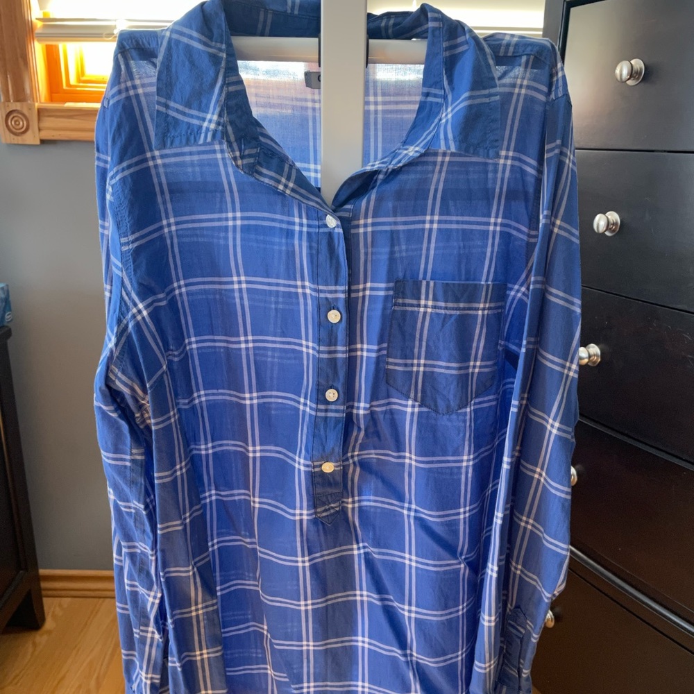 Old Navy Tunic Style Plaid Shirt